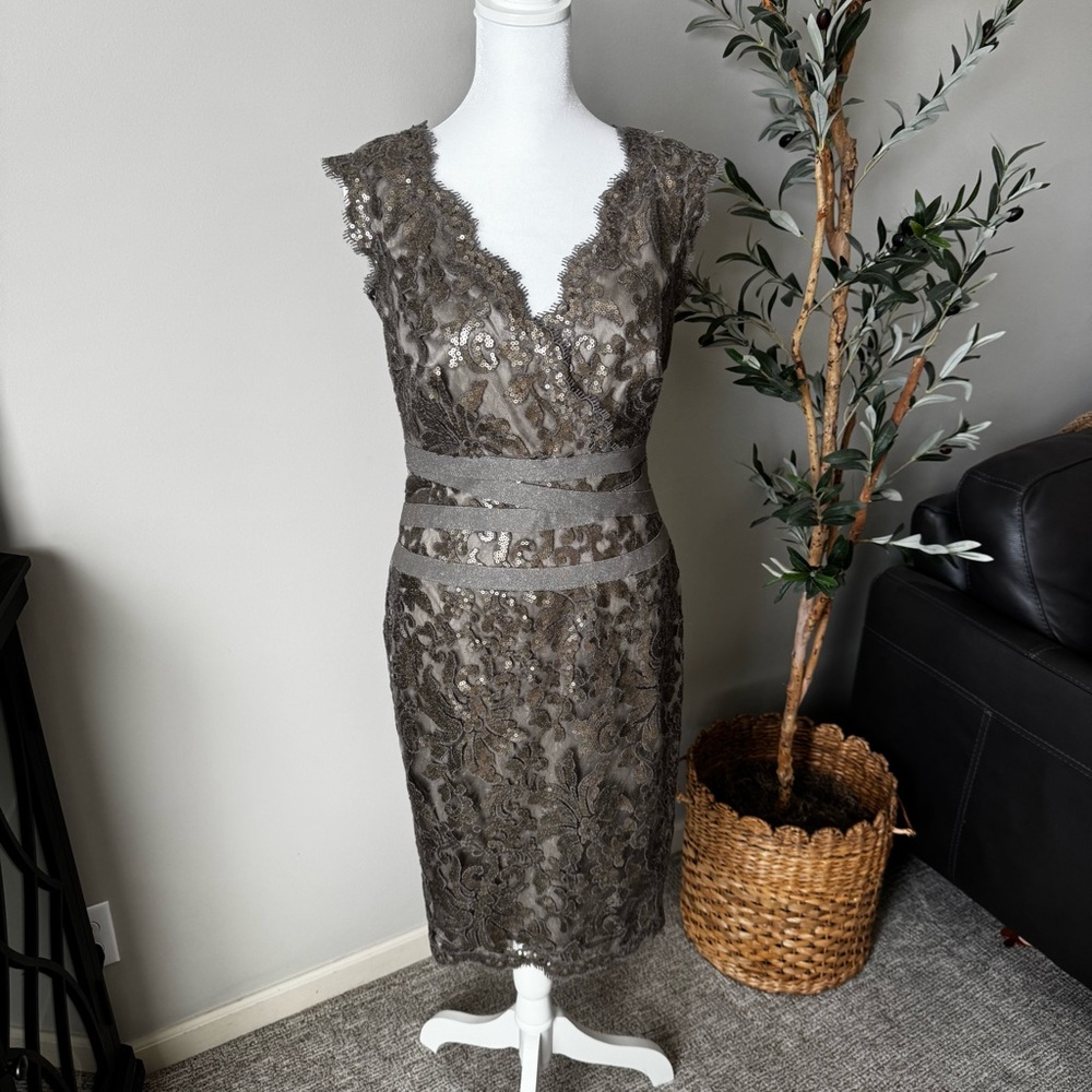 Tadashi Shoji Elegant Lace & Sequins Dress